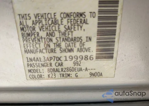 2013 Nissan Altima 2.5 S z USA, uszkodzony, nr VIN 1N4AL3AP7DC199986